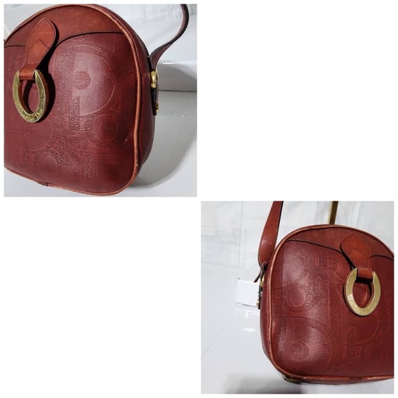 Authentic CHRISTIAN DIOR Vintage Trotter Pattern Crossbody Bag Wine - Picture 9 of 16